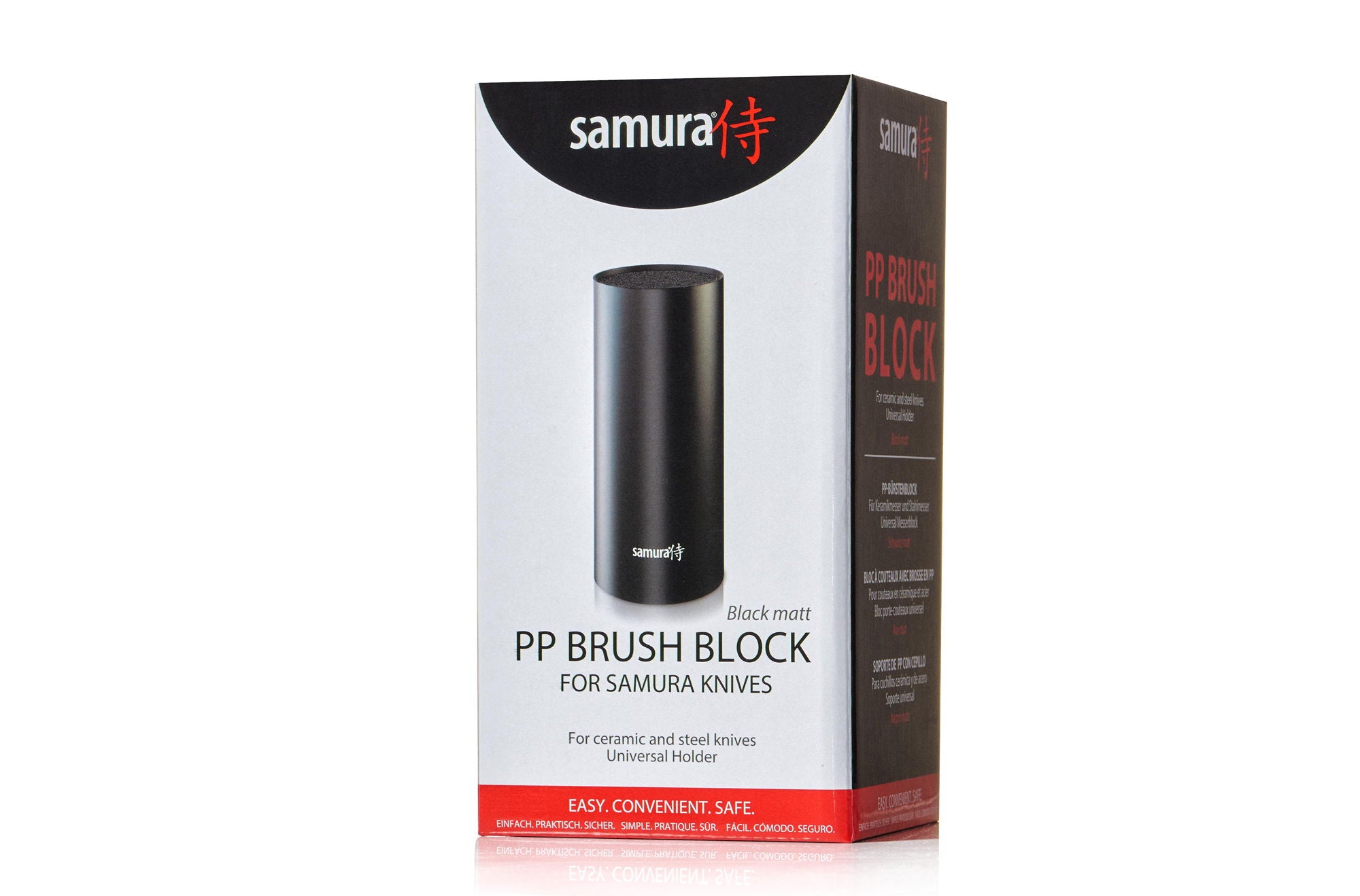 Samura Brush block for knives with soft touch coating, 11x11x22.5 cm, czarny color