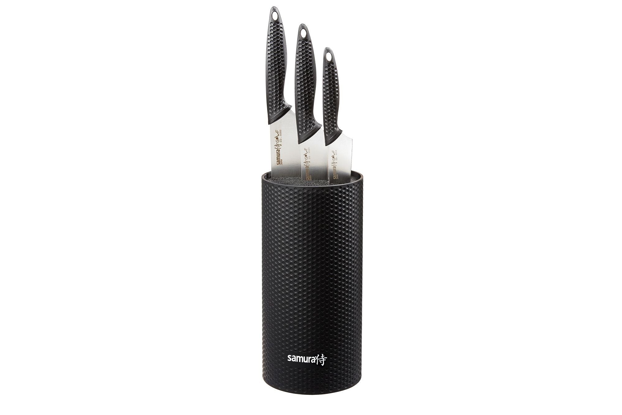 Samura Golf Knife block set with 3 kitchen knives: nóż do obierania, nóż uniwersalny, nóż szefa and holder 225 mm