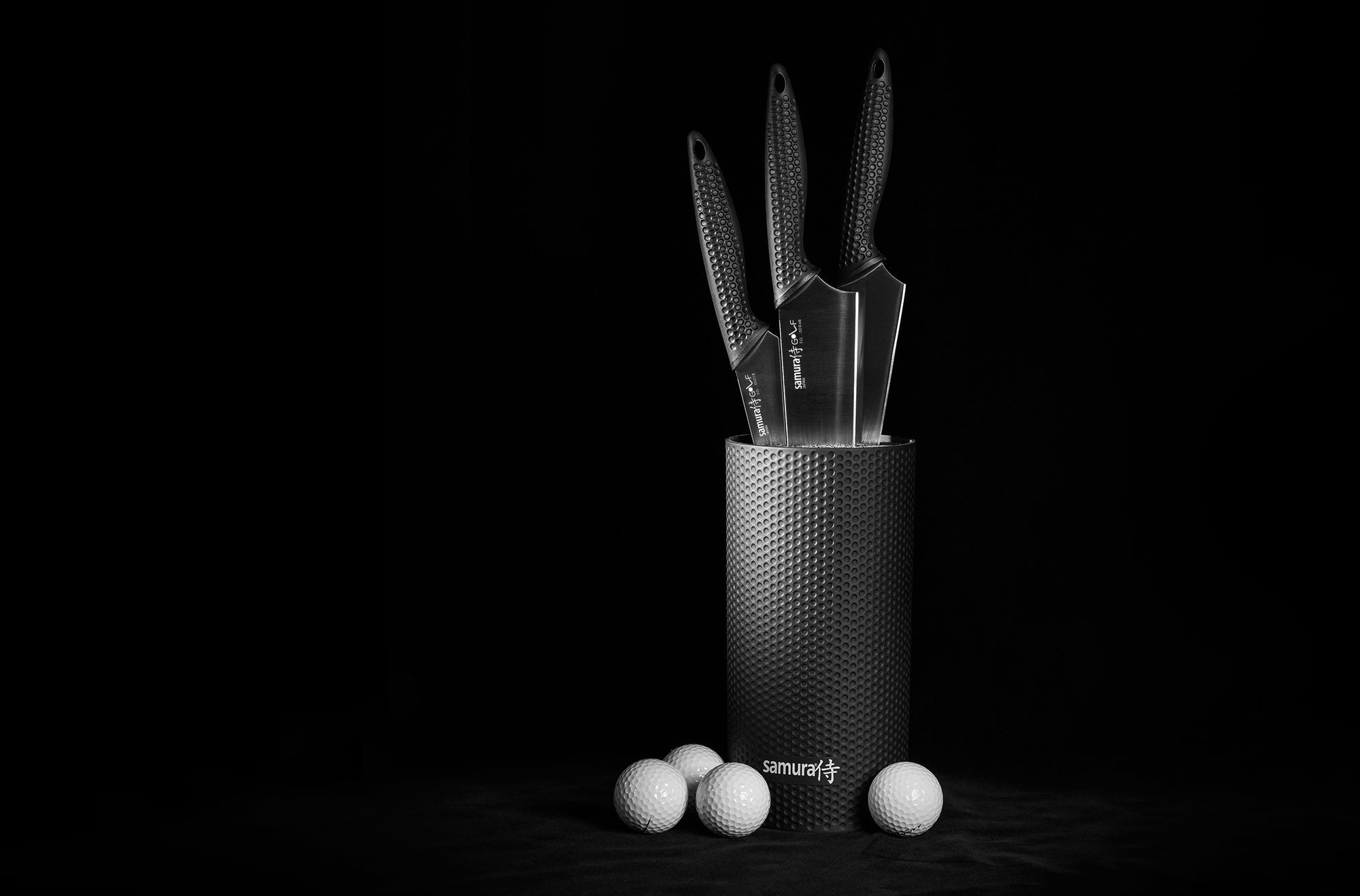 Samura Golf Knife block set with 3 kitchen knives: nóż do obierania, nóż uniwersalny, nóż szefa and holder 225 mm