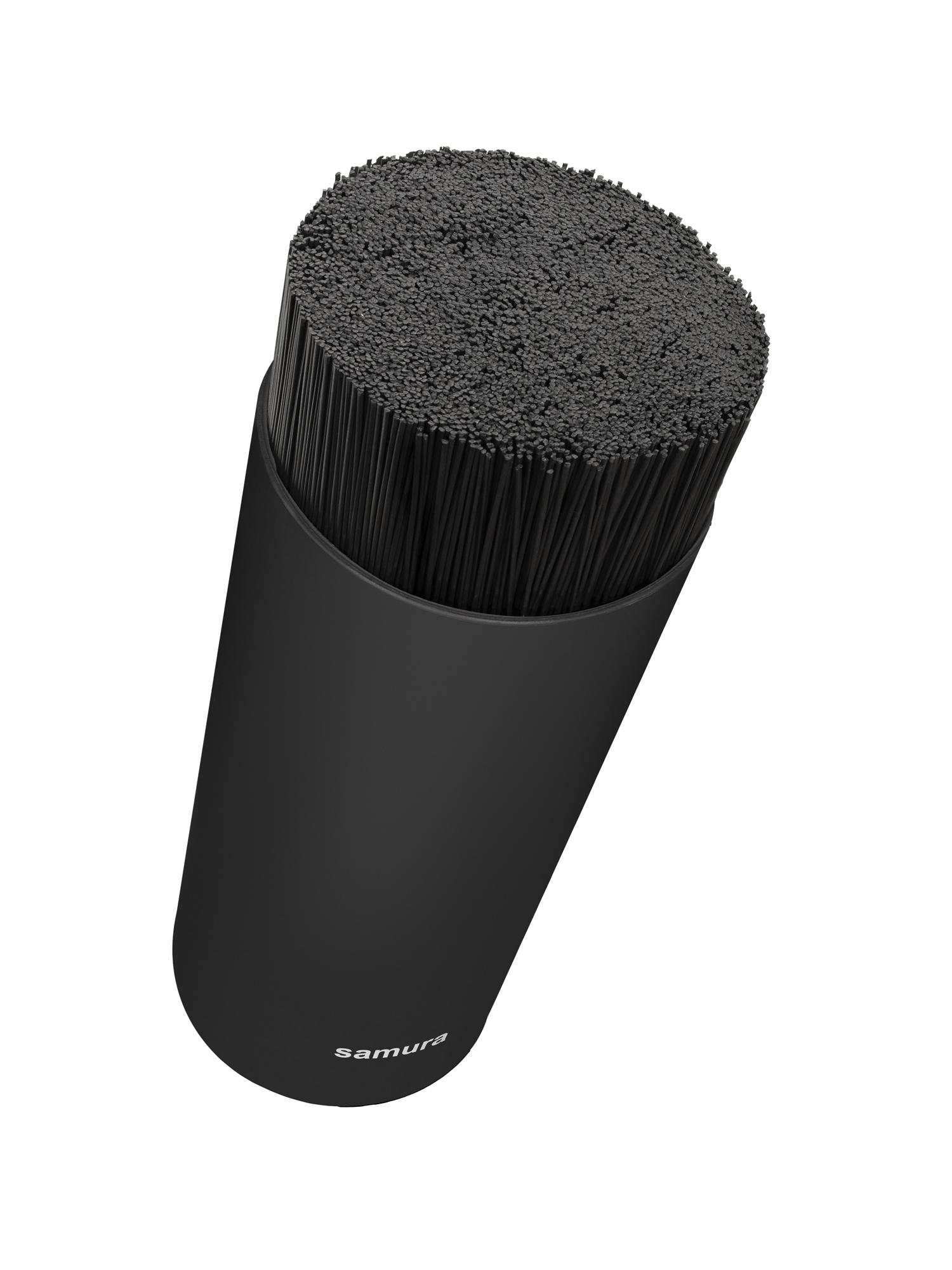 Samura Brush block for knives with soft touch coating, 11x11x22.5 cm, czarny color