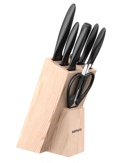 Samura MOJO Knife Block Set 8Pcs czarny: Paring, Utility, Fillet, Bread, Chef's knives